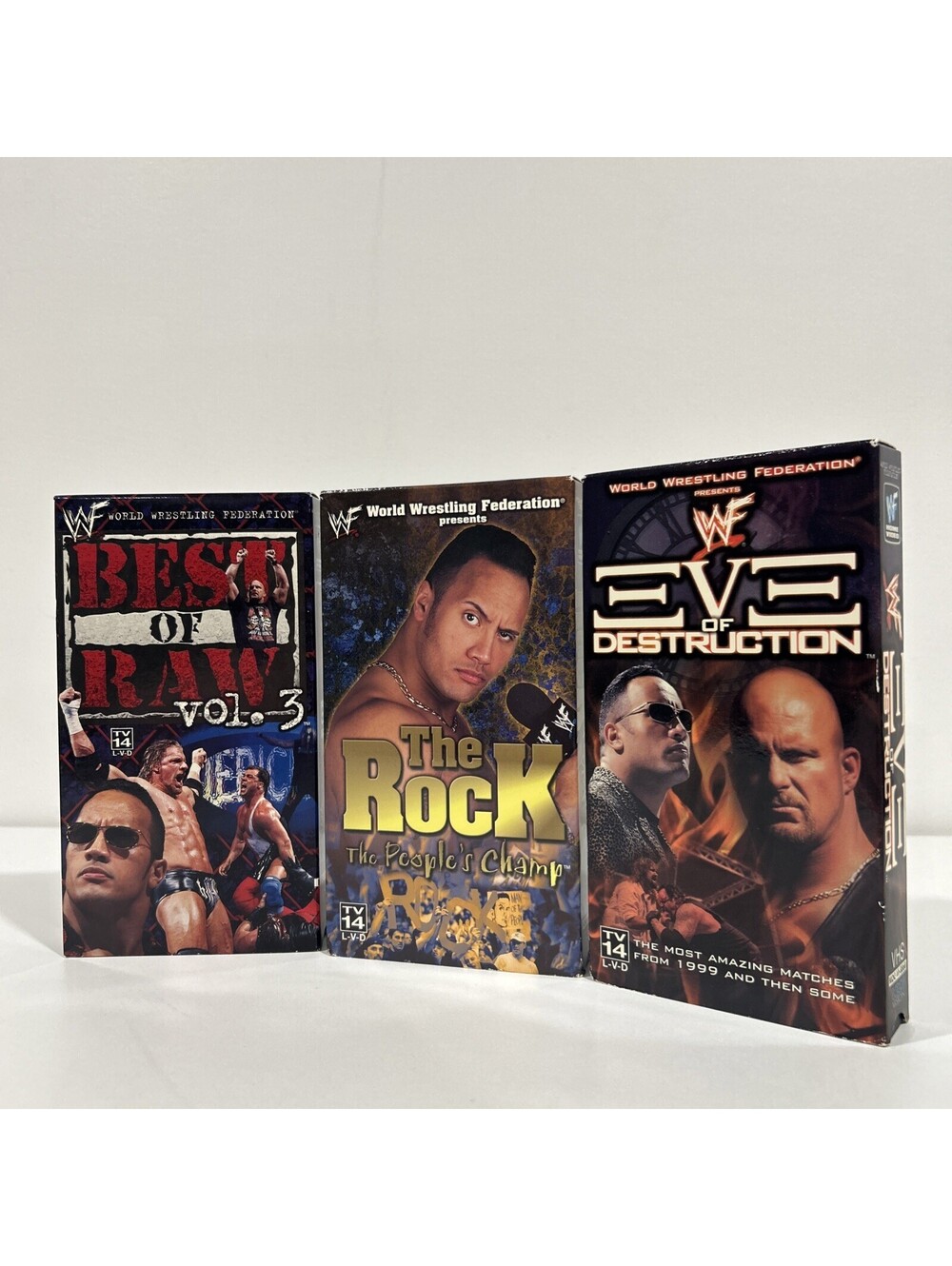 The Rock WWF WWE Wrestling VHS Lot of 3 Vintage Dwayne Johnson Stone Cold Steve